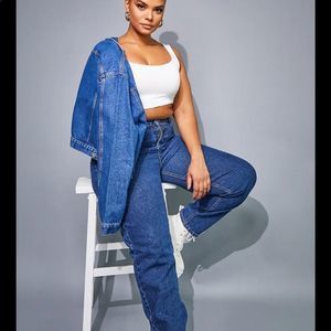 NWT PRETTY LITTLE THING Plus Dark Blue Mom Jeans